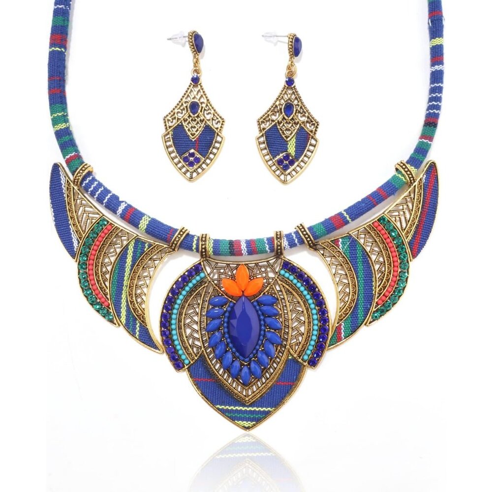 African Jewelry Sets for Women Boho Tribal Retro Statement Choker Necklace and D